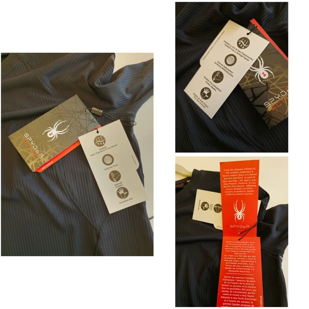 NWT Spyder Women's Active Pullover Crew Long Sleeves Shirt Black Size Medium - Picture 14 of 16